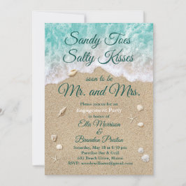 Beach Waves Sandy Toes Verlovingsfeest Kaart