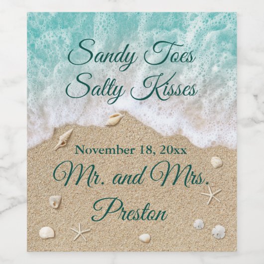 Beach Waves Sandy Toes Wijn Etiket (Enkel label)