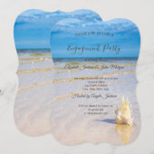 Beach Waves Seashell Verloving Kaart (Voorkant / Achterkant)