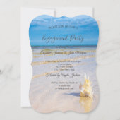Beach Waves Seashell Verloving Kaart (Voorkant)