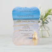 Beach Waves Seashell Verloving Kaart (Staand voorkant)