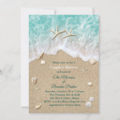 Beach Waves & Starfish Couple's Douche uitnodiging (Voorkant)