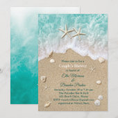 Beach Waves & Starfish Couple's Douche uitnodiging (Voorkant / Achterkant)