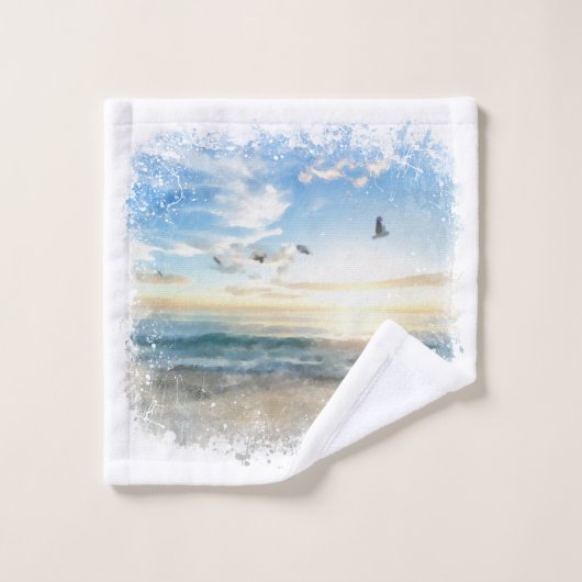 *~* Beach Waves Sunset Sunrise Sunset AR7 Bad Handdoek (Wasdoekje)