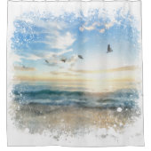 *~* Beach Waves Sunset Sunrise Sunset AR7 Douchegordijn (Voorkant)