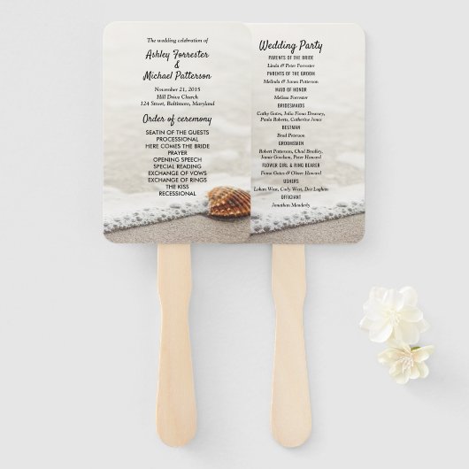 Beach Waves Trouwprogramma Handwaaier (Voorkant en achterkant)
