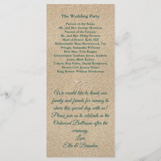 Beach Waves Trouwprogramma Programmakaart (Achterkant)