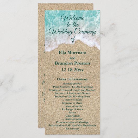 Beach Waves Trouwprogramma Programmakaart (Voorkant / Achterkant)