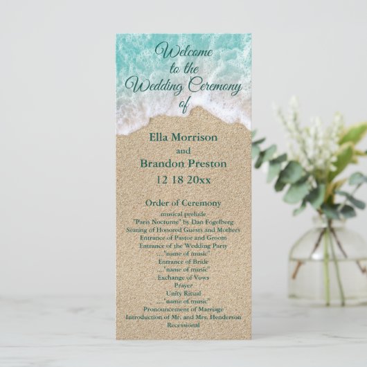 Beach Waves Trouwprogramma Programmakaart (Staand voorkant)