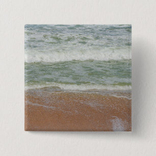 Beach Waves Water Sand Ocean Natuur Schilderachtig Vierkante Button 5,1 Cm