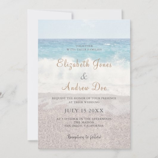 Beach Waves Wedding Invitation/Beach Wedding Kaart (Voorkant)