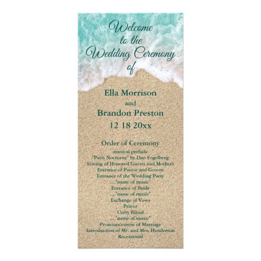 Beach Waves Wedding Programme 2 Reclamekaart (Voorkant)