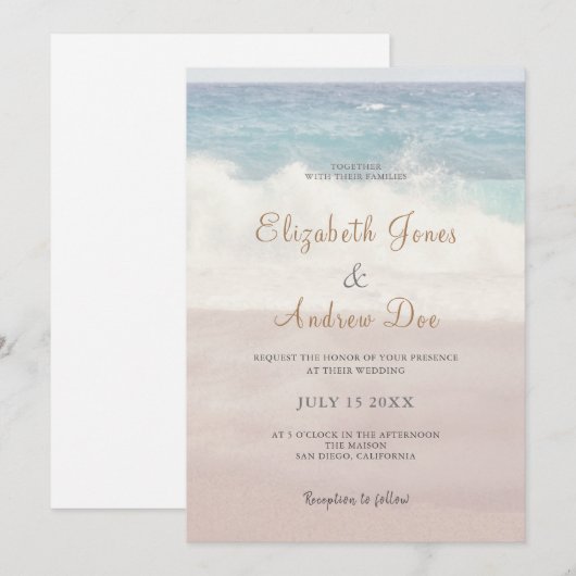 Beach Waves Wedding/Seaside Ocean Wedding Kaart (Voorkant / Achterkant)