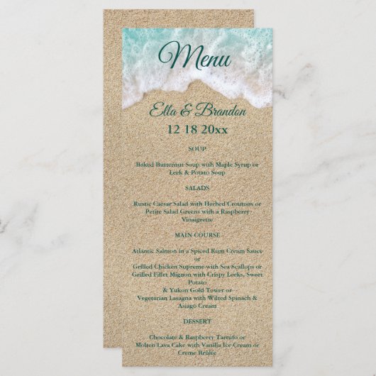 Beach Waves Weduwmenu Programmakaart (Voorkant / Achterkant)
