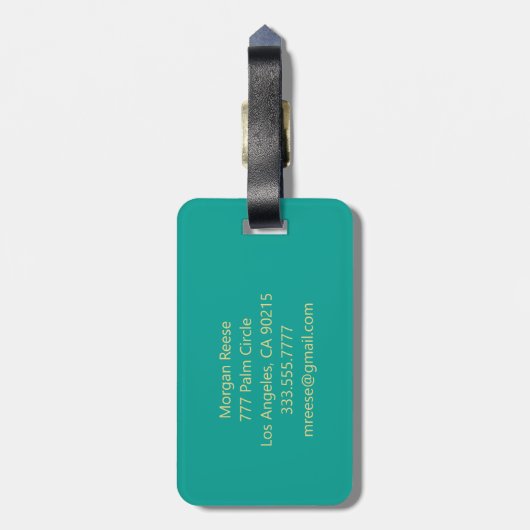 Beach Waves, White Monogram in Circle Contact info Bagagelabel (Achterkant verticaal)