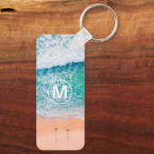 Beach Waves, White Monogram in Circle Sleutelhanger (Achterkant)