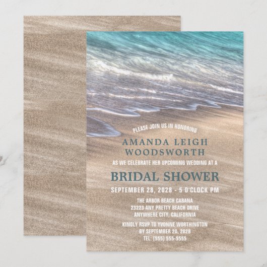  Beach Waves Zand Bruidsdouche Uitnodigingen (Voorkant / Achterkant)