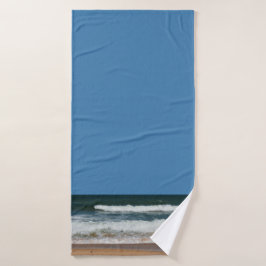 Beach Waves Zand Seashore Ocean Seascape Blue Sky Badhanddoek