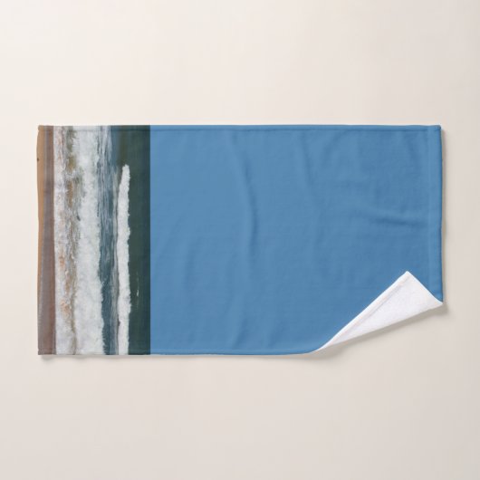 Beach Waves Zand Seashore Ocean Seascape Blue Sky Handdoek (Handdoek)