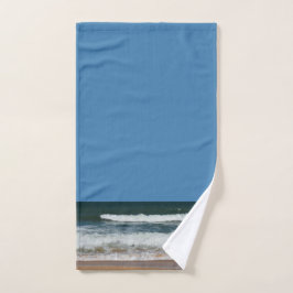 Beach Waves Zand Seashore Ocean Seascape Blue Sky Handdoek