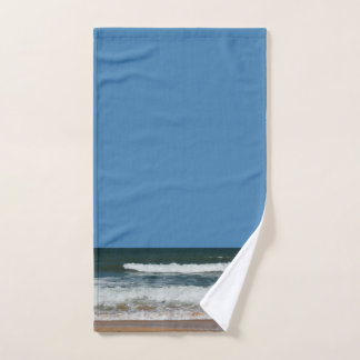 Beach Waves Zand Seashore Ocean Seascape Blue Sky Handdoek