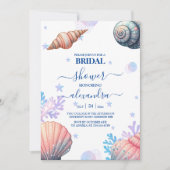 Beach Weddending Navy Blue Seashells Vrijgezellenf Kaart (Voorkant)