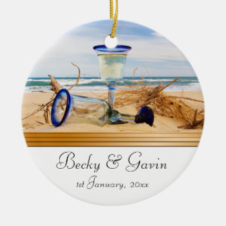 Beach Weddending Weddenschap met bruiloft Keramisch Ornament