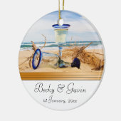 Beach Weddending Weddenschap met bruiloft Keramisch Ornament (Links)