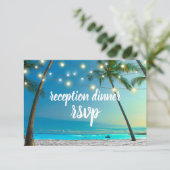 Beach Weddenrenlichten Palms Receptie Dinner RSVP Kaartje (Staand voorkant)