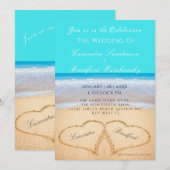 Beach Weddenschap 2 Harten Zand Blauwgroen blauw Kaart (Voorkant / Achterkant)