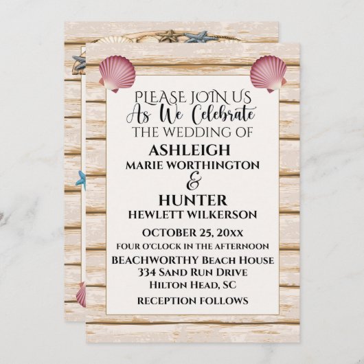 Beach Weddenschap / All Occasions Invitation versi Kaart (Voorkant / Achterkant)