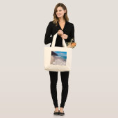 Beach Weddenschap Backdrop Ocean Shoreline Foto Grote Tote Bag (Voorkant (model))