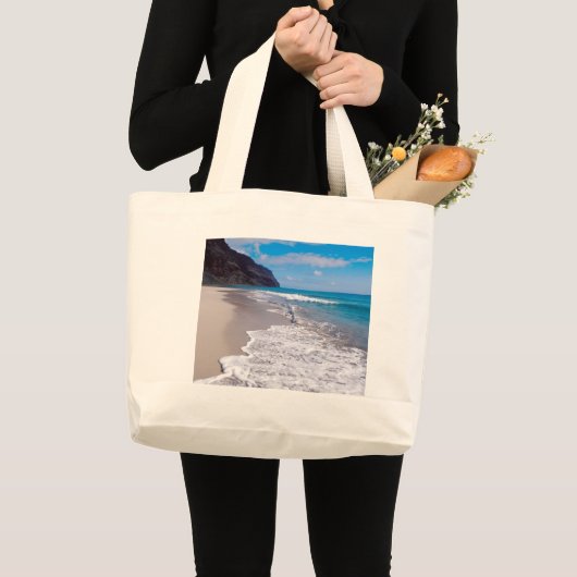 Beach Weddenschap Backdrop Ocean Shoreline Foto Grote Tote Bag (Voorkant (product))