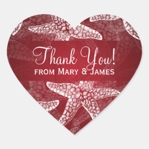 Beach Weddenschap Bedankt Starfish Red Hart Sticker