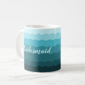 Beach Weddenschap Blue Waves Bridesmaid met naam Koffiemok (Voorkant links)