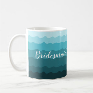 Beach Weddenschap Blue Waves Bridesmaid met naam Koffiemok