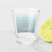 Beach Weddenschap Blue Waves Bridesmaid met naam Shot Glas (Achterkant)