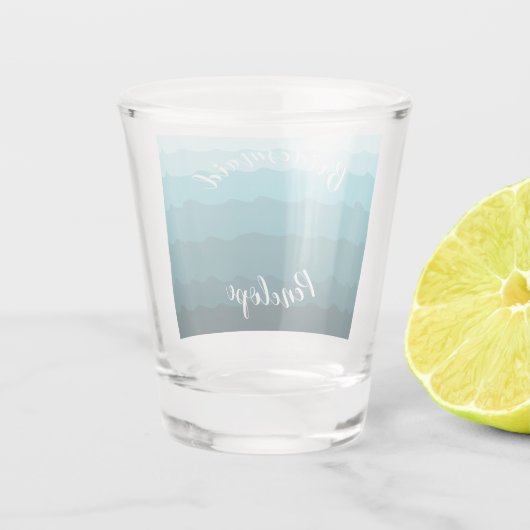 Beach Weddenschap Blue Waves Bridesmaid met naam Shot Glas (Achterkant)