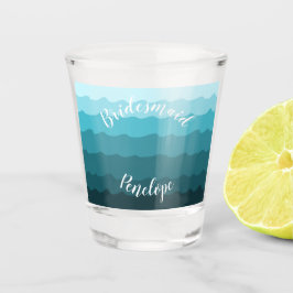 Beach Weddenschap Blue Waves Bridesmaid met naam Shot Glas