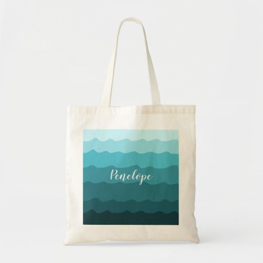 Beach Weddenschap Blue Waves Bridesmaid met naam Tote Bag (Voorkant)