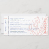 Beach Weddenschap boarding pass Save Date Coral Pi Aankondiging (Achterkant)
