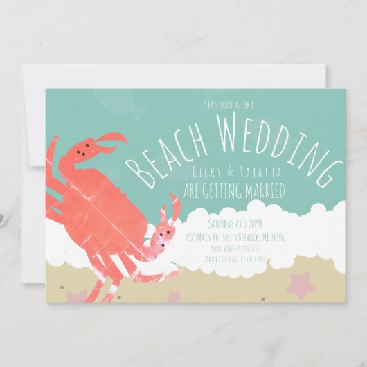 Beach Weddenschap Crab Sand Ocean Waves Kaart (Voorkant)