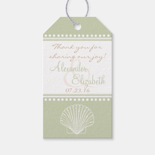 Beach Weddenschap Dank je Seashell Gift Cadeaulabel (Voorkant)
