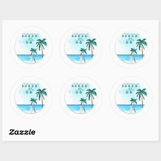 Beach Weddenschap Design Ronde Sticker (Vel)