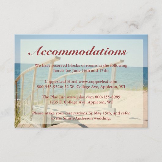 Beach Weddenschap Enclosure-kaarten - Beach Stairc Informatiekaartje (Voorkant)