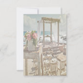 Beach Weddenschap Floral Retro Arch Receptie Kaart (Achterkant)