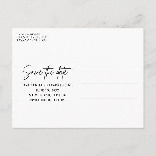 Beach Weddenschap foto Save the Date Aankondigingskaart (Achterkant)