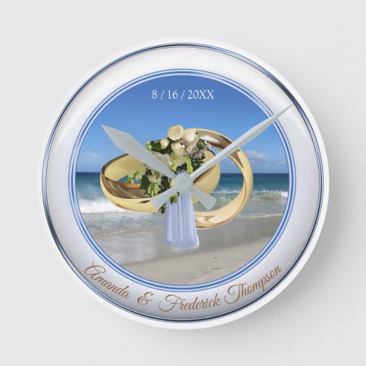 Beach Weddenschap Gift Clock Ronde Klok (Voorkant)