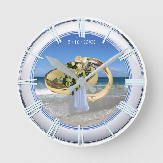 Beach Weddenschap Gift Clock Ronde Klok (Voorkant)