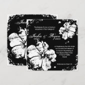 Beach Weddenschap Grunge Hibiscus Black & White Kaart (Voorkant / Achterkant)
